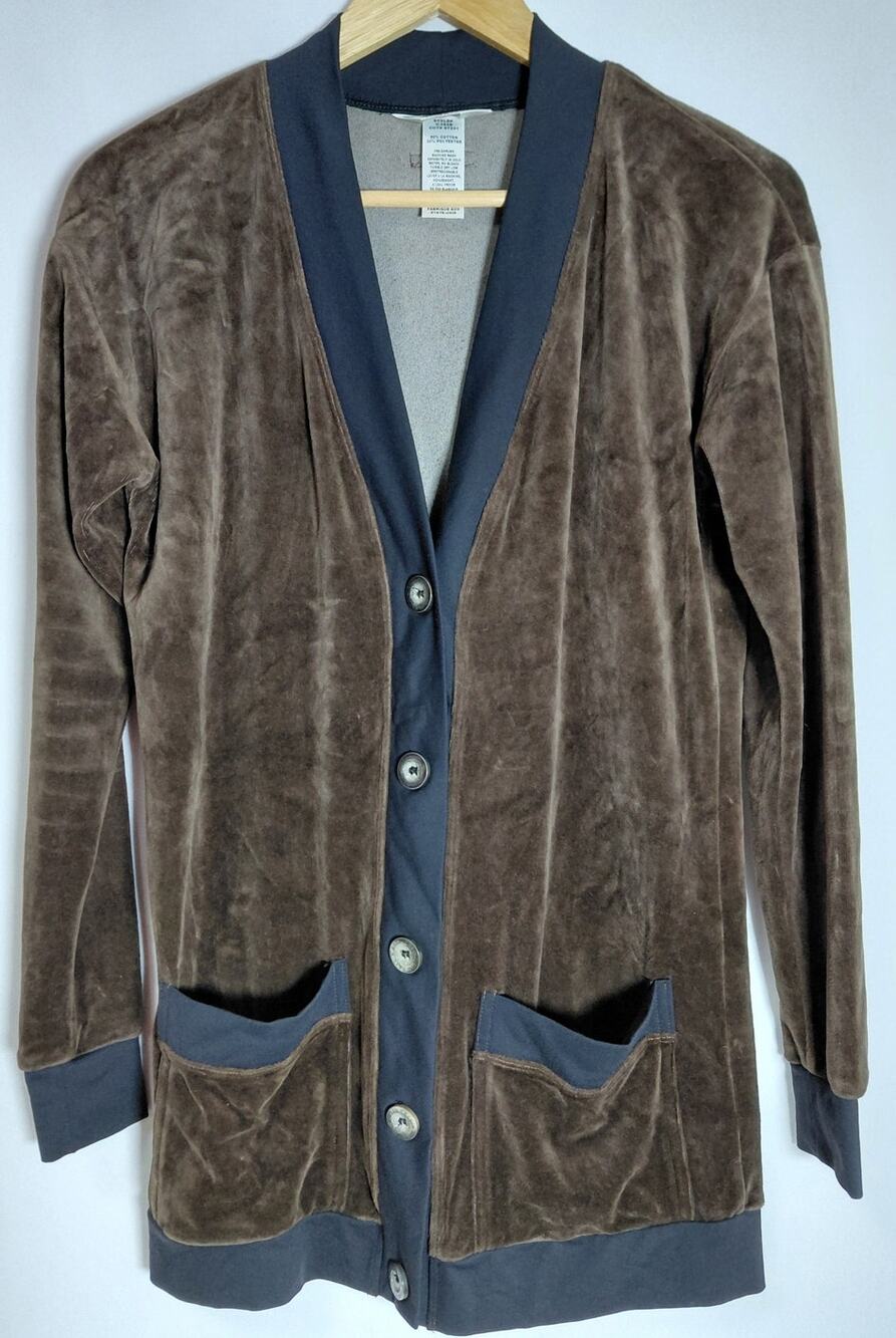 HARD TAIL Forever Brown Cardigan Sweater Solid Knit Women Size XS
